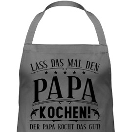 Shirtracer – Father's Day Gift BBQ Apron – Lass das mal den Papa kochen – Black – Cooking Apron for Men and Women - 3 anthracite