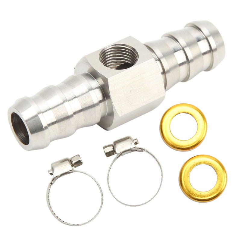 Fuel Line T Fitting Adapter 304 Stainless Steel Pressure Gauge