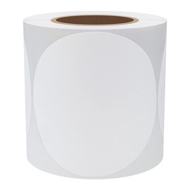 Hybsk 3 inch Circle Color Direct Thermal Labels for Barcodes, Name Tag, DIY Design, Inventory– Compatible with Zebra, Rollo, Munbyn and More-350 pcs（3 inch,White）