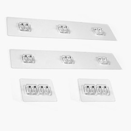 YAWSOUP Shower Caddy Shelf with Hooks,Storage Rack Organizer,Can be Wall-Mounted without Holes for Bathroom, Washroom,Restroom, (4-PACK Adhesives)-Transparent