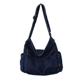 Denim Shoulder Bag Large Hobo Crossbody Bag with Multiple Pockets Denim Messenger Tote Bag for Women and Men