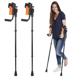 Dyna-Living Forearm Crutches for Adults - 3 Adjustable Angles Folding Forearm Crutches, Lightweight Aluminum Crutches with Adjustable Elbow Elastic Band, Perfect for Post-Surgery & Long Term Use
