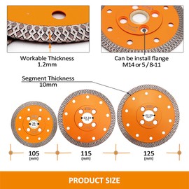 BGTEC Diamond Porcelain Saw Blades,1pc 5 Inch X Mesh Turbo Tiles Blades 7/8” Arbor for Porcelain Tile Granite Marbles Cutting Disc