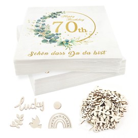 Servietten 70 Geburtstag,32 Stück Geburtstags Servietten 'Schön Dass Du Da Bist mit Konfetti,3-Lagig Happy Birthday Servietten für 70 Geburtstag Deko Party Mann Frau
