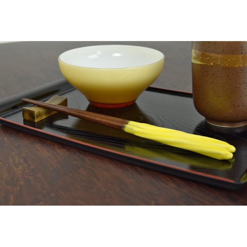 Aoba Chopsticks Natural Wood, Candy Ball Thread, Yellow, 9.1 inches