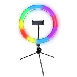 Supersonic SC-1630RGB PRO Live Stream LED Selfie RGB Ring Light with Floor Stand (10-Inch, 150 LEDs)