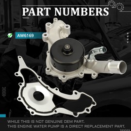 IRONTEK ‎Engine Water Pump AW6169 Fit for Chrysler (2011-2014 200/2011-2016 300/2011-2016 Town & Country), for Jeep 2011-2015 Grand Cherokee # 44020 WP-2408 120-4450