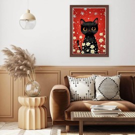 Lxmsja Christmas Diamond Painting Kits for Adults, DIY 5D Full Drill Cat Snowflakes Diamond Art Kits for Beginners, Peinture Diamant Arts and Crafts for Adults, Home Wall Decor 12x16 inch