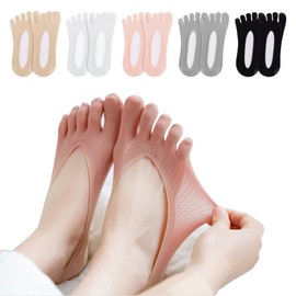 KQueenStar Women's 5 Toe Socks, Pump, Socks, Ankle Socks, Footcover, Nylon, Thin, Anti-Slip, Sweat Absorbent, Quick Drying, Antibacterial, Odor Resistant, Breathable, Non-Shallow Shoes, Spring &