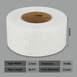 PLAXIARY Drywall Joint Tape Self Adhesive Fiberglass Drywall Repair Patch Fiberglass Drywall Mesh Repair Tape 2 Inch x 66 Feet Self Adhesive Fiberglass Wall Crack and Seam Patch