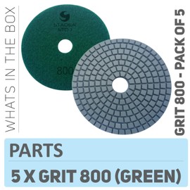 Stadea PPW142D Diamond Polishing Pads 4 Inch - For Concrete Terrazzo Marble Granite Edge Countertop Floor Wet Polishing, Grit 800 - Pack of 5