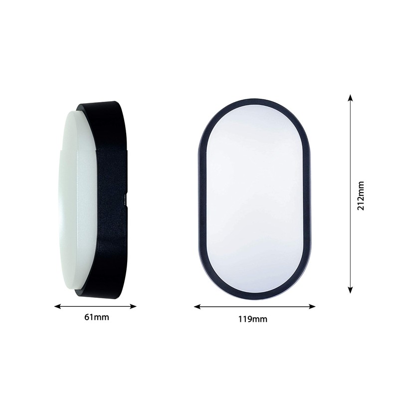 Luceco EBEO10S40-01 Eco Oval Eyelid Bulkhead LED Lighting, Black and