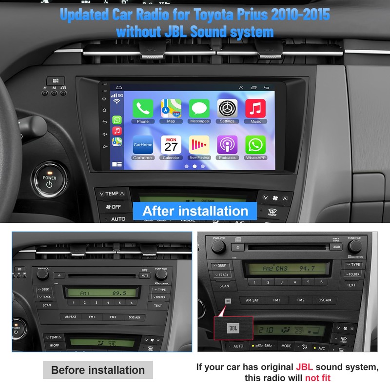 (4G RAM+64G ROM) Car Radio for Toyota Prius 2010-2015,9 Inch