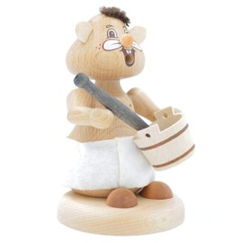 Kuhnert - Hamster Smoker Figurine Solid Wood Turned 13 cm (Sauna Goer)