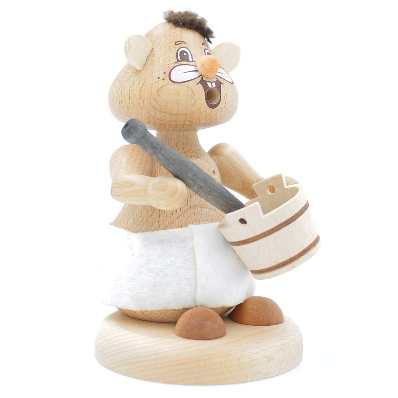 Kuhnert - Hamster Smoker Figurine Solid Wood Turned 13 cm