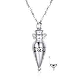 YFN Triple Moon Goddess Urn Necklace for Ashes Sterling Silver Witch Cremation Pendant Witchy Memorial Jewelry for Women Men Wicca Keepsake Gifts
