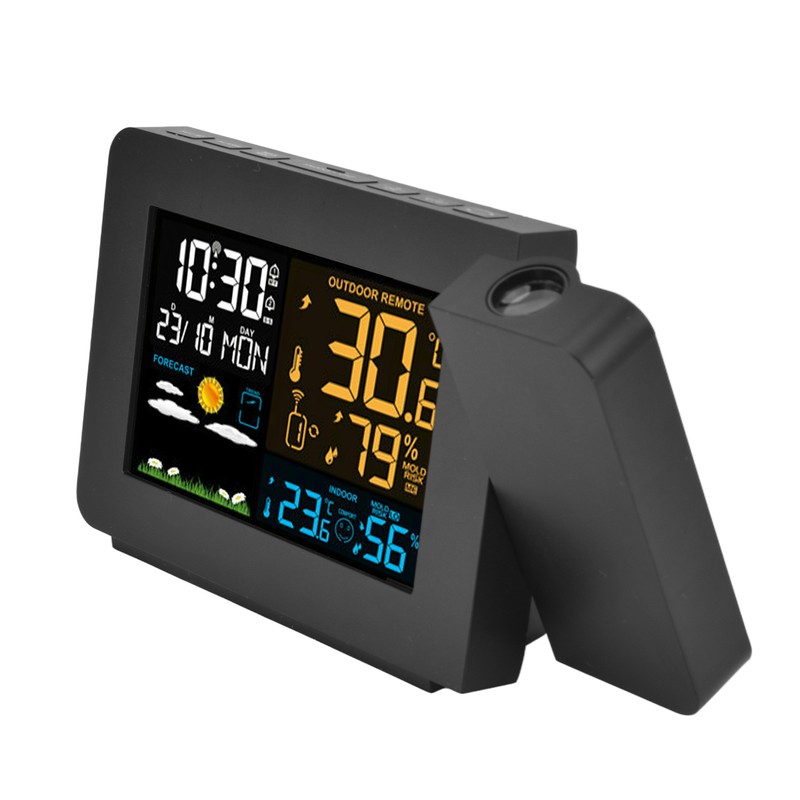Indoor Outdoor Thermometer 60m Transmission Clock Projection Function Temperature Prediction