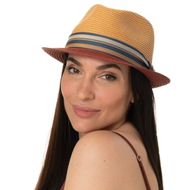 Stetson Licano Trilby Toyo Straw Hat UV Protection 40 Men's Summer, darkblue, S