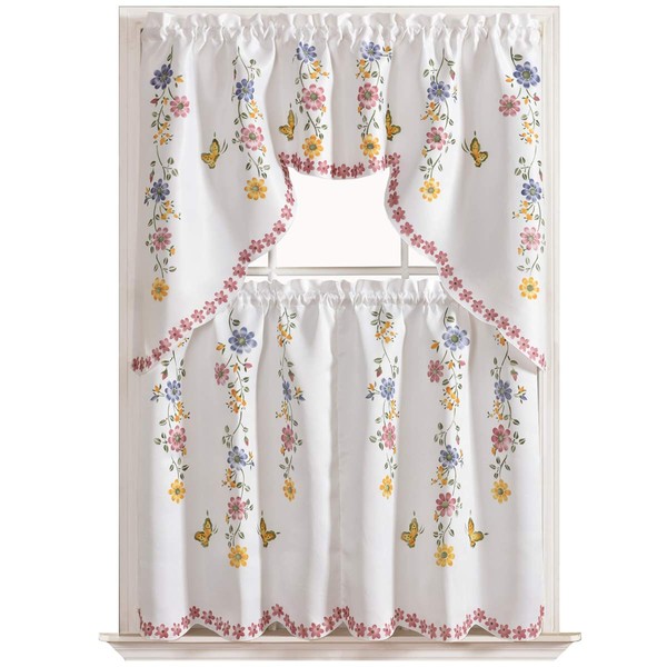 GOHD 3pcs Farmhouse Kitchen Cafe Curtain Set Air Brushed by
