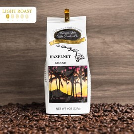 Hawaiian Isles Coffee Hazelnut Flavored, Light Roast Ground Coffee, Roasted with Aloha - 8 Ounce Bag