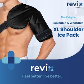 REVIX XL Shoulder Ice Pack Rotator Cuff Cold Therapy, Reusable Gel Ice Pack Shoulder Wraps for Discomfort and Recovery, Promoting Flexibility and Mobility, Long-Lasting Compression, Black