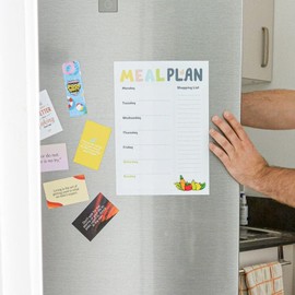 Magnetic A4 Weekly Meal Planner and Shopping List for Fridge, Whiteboard or Office with Dry Erase Fruity Design - Get Organised and Reduce Stress