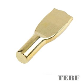 TERF® Electro Brass Plated Metal Push in Furniture Shelf Support Stud Pegs Pins for Kitchen Cabinet Wardrobe Bookcase Closet Glass Shelve and Furniture Shelf Support Use - Pack of 50