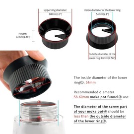 watchget Moka Pot Dosing Funnel, Espresso Coffee Dosing Funnel Plastic Moka Pot Dosing Ring 54mm Powder Receiver and Distribution Tool For 3 Cups Moka Express Pot, Black