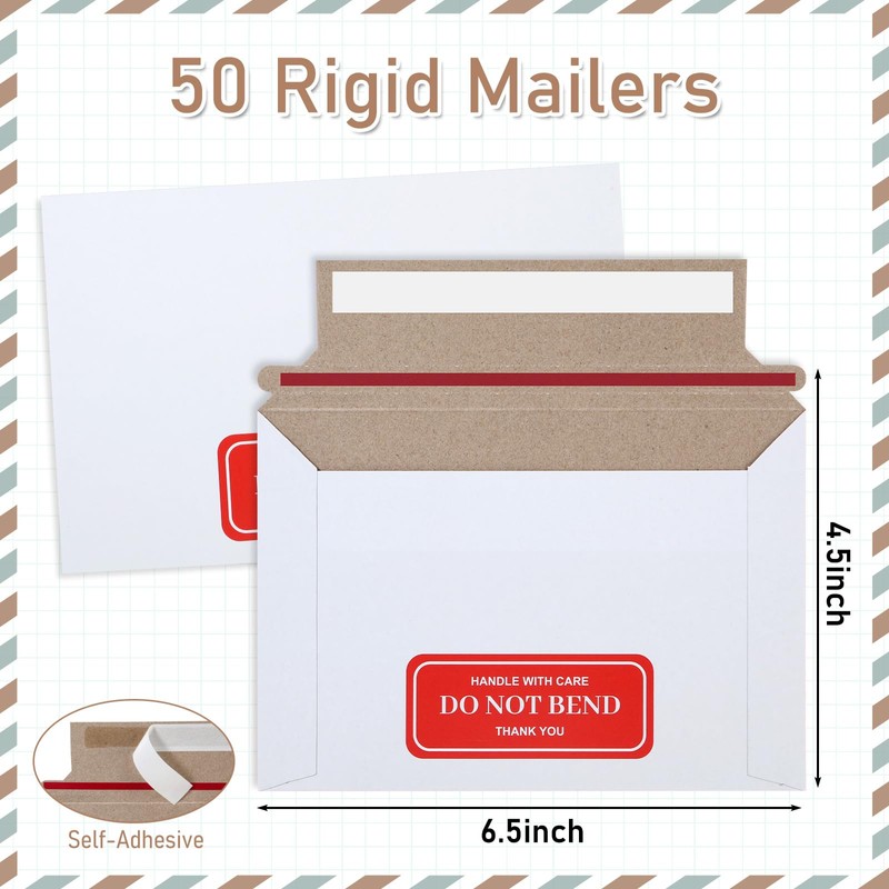 Affrolling 120 Pack 6.5 * 4.5 Inch Rigid Mailers Self