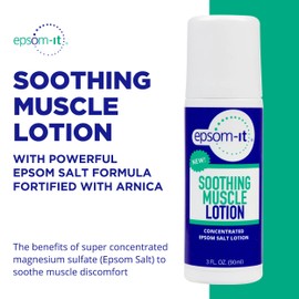 Epsom-It Soothing Muscle Lotion - Roll On Epsom Salt Lotion with Arnica for Muscle Stiffness, Leg, Knees and Feet Discomfort, Topical Magnesium Cream, 3oz