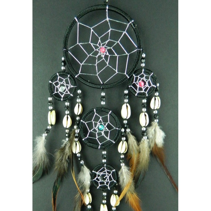 BRILLIANT GIFTS BLACK DREAM CATCHER dreamcatcher DECORATED WITH SILVER COLOURED