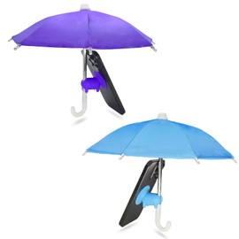 TS-MAYKA 2 Pcs Phone Umbrella for Sun, Universal Cell Phone Umbrella Sun Shade, Mini Pig Suction Cup Stand for Pool Beach Outdoor Blackout Anti-Reflective Glare (Blue+Purple)