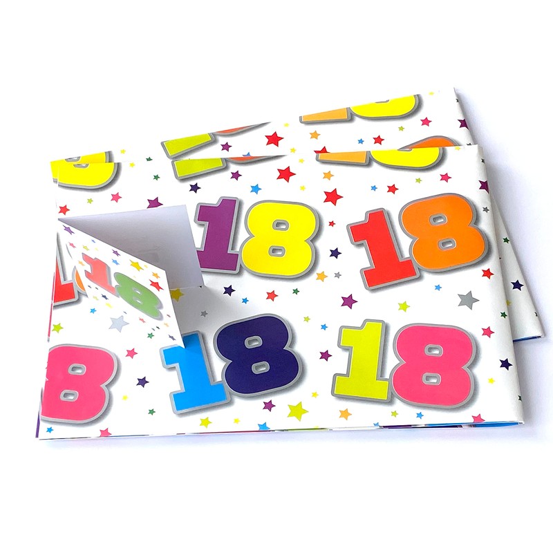 18th Birthday Gift Wrapping Paper Gift Wrap 2 Sheets &