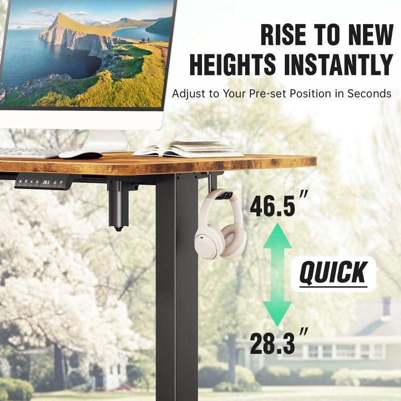 Veken 47.2" Standing Desk Electric, Height Adjustable Sit Stand Up,