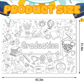 ALIBBON 2024 Graduation Giant Coloring Poster Graduation Activity Poster Table Cover Jumbo Graduation Party Tablecloth Decorations Graduation Party Suppiles Favor 43.3 x 31.4 inch