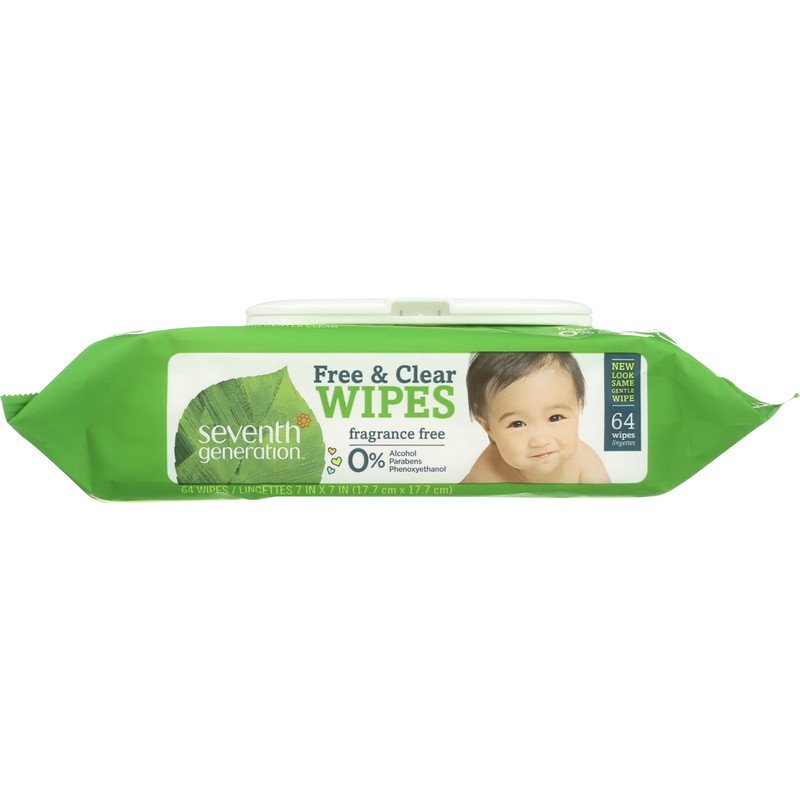 Seventh Generation Baby Wipes, 64 Count