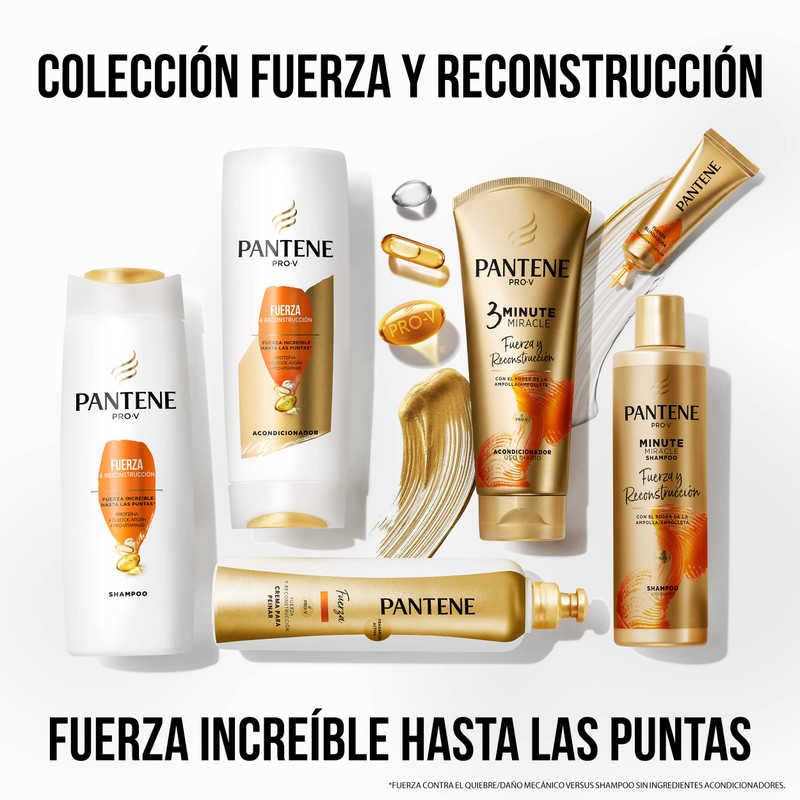 Pantene - Shampoo Fuerza y Reconstrucción, con Aceite de Argán,