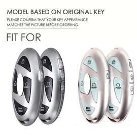 ontto Alloy Car Key fob Cover Fit for Hyundai Ioniq 6 Grandeur GN7 Kona Elantra 2023 2024 Remote Leather Key case keyring Key Shell holder bag keychain full protection Accessories 5/7 buttons Brown A
