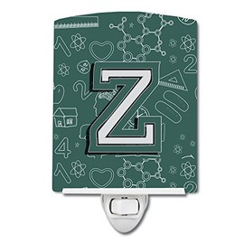 Caroline's Treasures CJ2010-ZCNL Letter Z Back to School Initial Ceramic Night Light Compact, UL-Certified, Ideal for Bedroom, Bathroom, Nursery, Hallway, Kitchen, 6x4x3, Multicolor