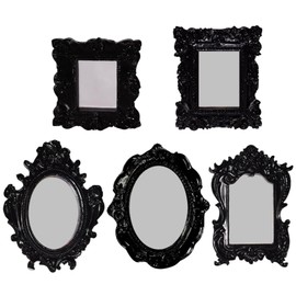Decorative Picture Frames, 5Pcs Photo Frame, 5 Size Black Vintage Picture Frames, Gothic Resin for Home, Vintage