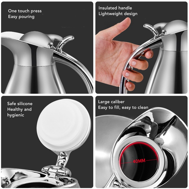 Stainless Steel Thermal Coffee Pot Multipurpose European Style Double Wall
