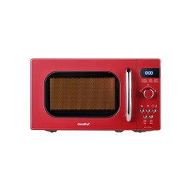COMFEE' Retro Small Microwave Oven With Compact Size, 9 Preset Menus, Position-Memory Turntable, Mute Function, Countertop, Perfect For Small Spaces, 0.7 Cu Ft/700W, Red, AM720C2RA-R