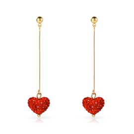 Red Heart Earrings, Sweet Love Heart Shaped Valentines Earrings for Women Girlfriend Rhinestone Romantic Drop Dangling Earrings for Valentines Day Birthday Christmas Jewelry Gifts