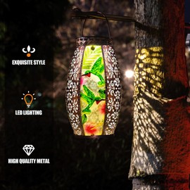 Hummingbird Solar Lantern,Hanging Solar Garden Lights Waterproof Outside Decorations Yard Womens Gardening Gifts for Mom Mothers Grandma