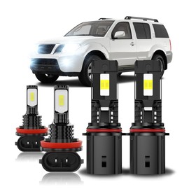 PCKXAZL For Nissan Pathfinder 2005 2006 2007 2008 2009 2010 2011 2012 Hi-Low Beam and Fog Light Bulbs,6000K White,800% Brighter Lightness,Plug and Play,60,000+ Hours Lifespan(Pack of 4)