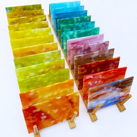 LITMIND 24 Sheets Premium Mottled Opal Stained Glass Sheets – 6 x 4 Inch Vibrant Translucent Assorted Colors Art Glass for DIY Crafts, Mosaic & Stained Glass Projects