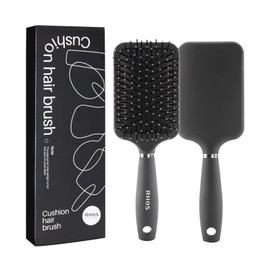 RHOS Detangler Hair Brush for Men and Wet&Dry Hair-Square Paddle Hair Brush with Nylon Bristle-Cushion Hair Brush for Detangling-For All Hair Types(1 Pack-Gray)
