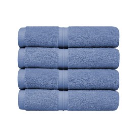 Cotoniche Modern & Extra Soft Wash Cloths Set of 4 (12" x 12") - Hotel Quality - Perfect as, Make Up, Hand, Face Towels, %100 Cotton - Sky Blue