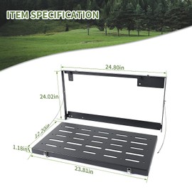 RT-TCZ Foldable Tailgate Table, Aluminum Alloy Black Rear Cargo Storage Rack Shelf Support up to 80lb for 2018-2023 Jeep Wrangler JL JLU, Black