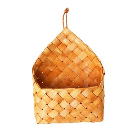 Mobestech 1pc Hand Woven Wall Hanging Basket for Home Decor Creative Storage for Letters Flowers and Crafts Natural Khaki Color Space Saving Vertical Design